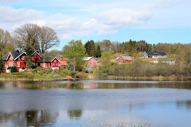 Paisaje típico noruego en primavera